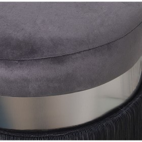 Puff Alexandra House Living Nero Grigio Velluto Legno 7 x 44 x 40 cm