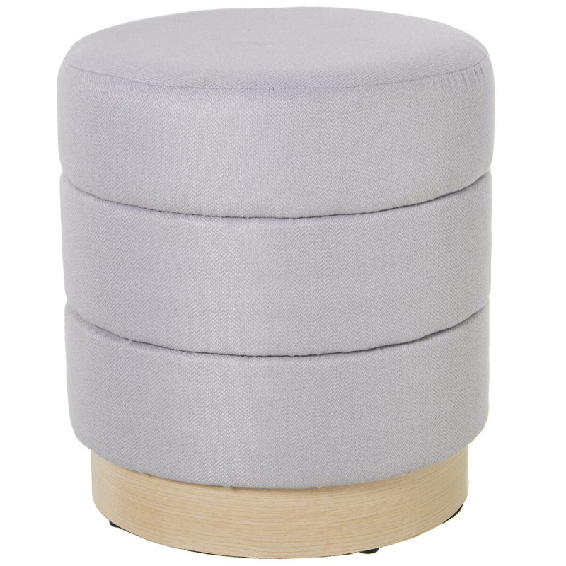 Puff Alexandra House Living Beige Grigio Velluto Legno 39 x 44 x 39 cm