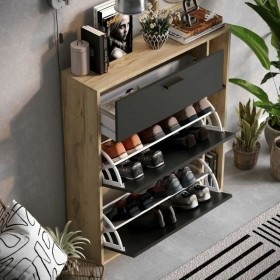Scarpiera Leona Marrone Rovere Melammina 90 x 25 x 102 cm