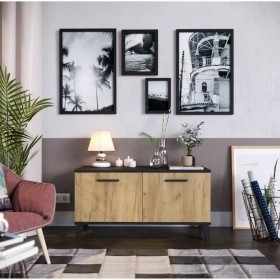Scarpiera THEO  Marrone Nero Rovere Melammina 100 x 40 x 52 cm