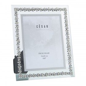 Cornice Portafoto Alexandra House Living Grigio Cristallo Specchio 23 x 28 x 2 cm