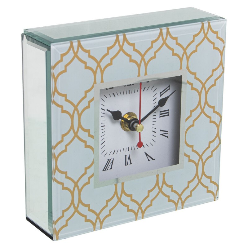 Orologio da Tavolo Alexandra House Living Dorato Cristallo 14 x 14 x 4 cm