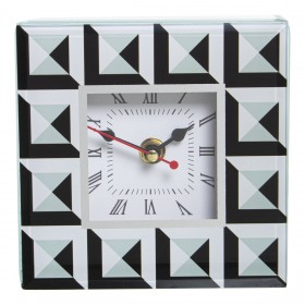 Orologio da Tavolo Alexandra House Living Bianco Nero Cristallo 14 x 14 x 4 cm