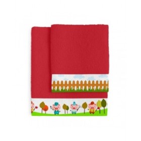 Set di asciugamani HappyFriday MR FOX Rosso 2 Pezzi