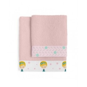 Set di asciugamani HappyFriday MR FOX Rosa 2 Pezzi