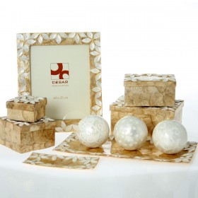 Set di Scatole Decorative Alexandra House Living Marrone Madreperla 2 Pezzi