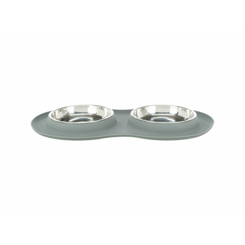 Ciotola per cani Trixie Grigio Acciaio inossidabile Ø 16 cm Doppia 2 × 0,3 L 47 × 3 × 26 CM