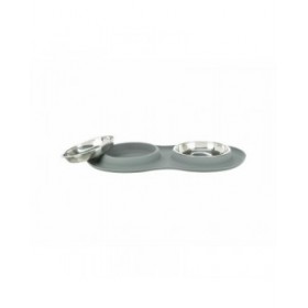 Ciotola per cani Trixie Grigio Acciaio inossidabile Ø 16 cm Doppia 2 × 0,3 L 47 × 3 × 26 CM
