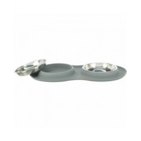 Ciotola per cani Trixie Grigio Acciaio inossidabile Ø 16 cm Doppia 2 × 0,3 L 47 × 3 × 26 CM