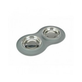 Ciotola per cani Trixie Grigio Acciaio inossidabile Ø 16 cm Doppia 2 × 0,3 L 47 × 3 × 26 CM