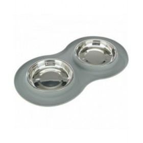 Ciotola per cani Trixie Grigio Acciaio inossidabile Ø 16 cm Doppia 2 × 0,3 L 47 × 3 × 26 CM