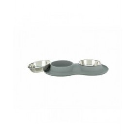 Ciotola per cani Trixie Grigio Acciaio inossidabile Ø 16 cm Doppia 2 × 0,4 L 40 × 5 × 23 cm (2 Unità)