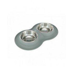 Ciotola per cani Trixie Grigio Acciaio inossidabile Ø 16 cm Doppia 2 × 0,4 L 40 × 5 × 23 cm (2 Unità)