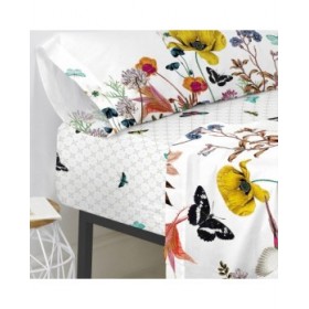 Lenzuolo con angoli aderenti HappyFriday Birds of paradise Multicolore 160 x 200 x 32 cm