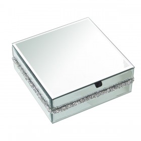 Scatola-Portagioie Alexandra House Living Grigio Cristallo Specchio 15 x 6 x 15 cm