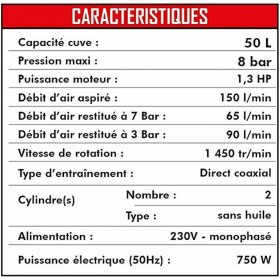 Compressore d'Aria MECAFER 425523 Orizzontale Silenzioso 8 bar 24 L