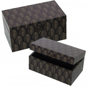 Set di Scatole Decorative Alexandra House Living Grigio Legno 2 Pezzi