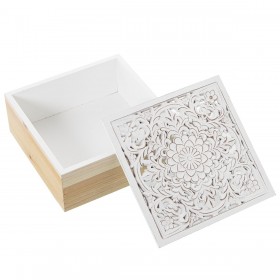 Set di Scatole Decorative Alexandra House Living Bianco Marrone Legno 2 Pezzi