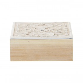 Set di Scatole Decorative Alexandra House Living Bianco Marrone Legno 2 Pezzi