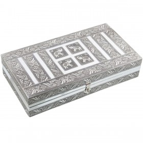Scatola-Portagioie Alexandra House Living Argentato Metallo 38 x 8 x 20 cm