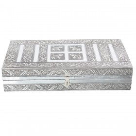 Scatola-Portagioie Alexandra House Living Argentato Metallo 38 x 8 x 20 cm