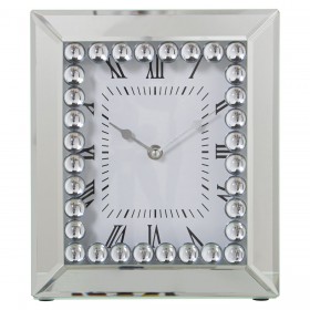 Orologio da Tavolo Alexandra House Living Argentato Cristallo Brillanti 22 x 26 x 6 cm