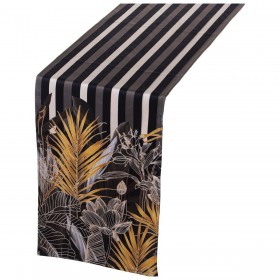 Runner da Tavolo Alexandra House Living Nero Ocra Tessile 180 x 30 cm Fogli Velluto