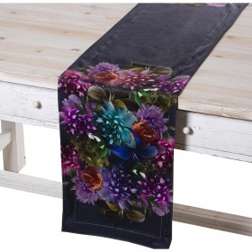Runner da Tavolo Alexandra House Living Nero Tessile 180 x 30 cm Velluto Floreale