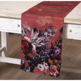 Runner da Tavolo Alexandra House Living Bordeaux Tessile 33 x 180 cm Cotone Floreale