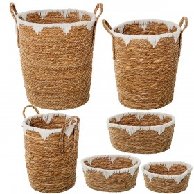 Set di Cesti Alexandra House Living Marrone Legno Rattan Fibra naturale 40 x 47 x 40 cm 6 Pezzi