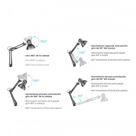 Lampada da scrivania EDM 30080 Melbourne Bianco Metallo 60 W 24 x 98 cm E27 Flexo/Lampada da scrivania
