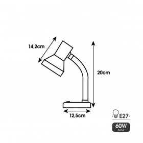 Lampada da scrivania EDM 30251 London Bianco Metallo 60 W 12,5 x 20 cm E27 Flexo/Lampada da scrivania