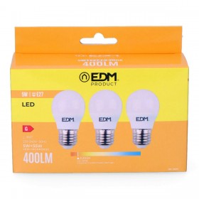 Confezione da 3 lampadine LED EDM 98201 G 35 W 5 W 50 W E27 3200 Lm Ø 4,5 x 8 cm (3200 K)
