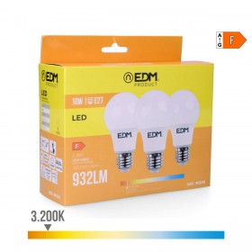 Confezione da 3 lampadine LED EDM 98206 F 60 W 10 W 68 W E27 810 Lm 932 Lm Ø 6 x 10,8 cm (3200 K)