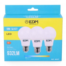 Confezione da 3 lampadine LED EDM 98207 F 60 W 10 W 68 W E27 810 Lm 932 Lm Ø 6 x 10,8 cm (6400 K)