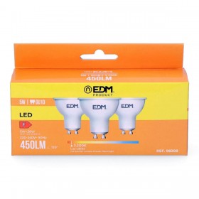 Confezione da 3 lampadine LED EDM 98208 F 5 W 45 W GU10 450 lm Ø 5 x 5,5 cm (3200 K)