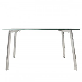Tavolo da Pranzo Alexandra House Living Grigio Trasparente Cristallo 140 x 75 x 80 cm