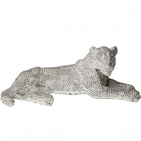 Statua Decorativa Alexandra House Living Argentato Plastica Leonessa 33 x 20 x 12 cm