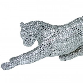 Statua Decorativa Alexandra House Living Argentato Plastica Leopardo 40 x 9 x 15 cm
