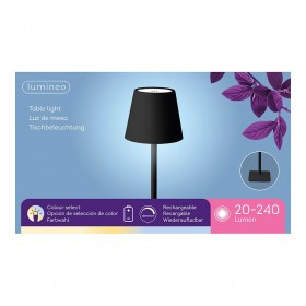 Lampada LED da Tavolo Lumineo 894376 Nero Metallo 17 cm Ricaricabile