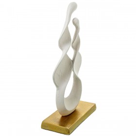 Statua Decorativa Alexandra House Living Bianco Dorato Alluminio Astratto 23 x 12 x 45 cm
