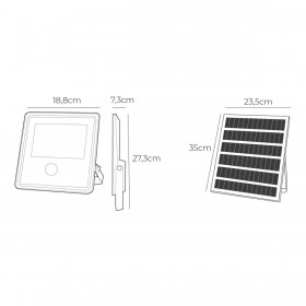Faro Proiettore EDM 31862 100 W 1200 Lm Solare Sensore di Movimento (6500 K)