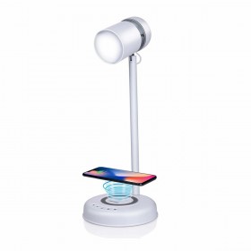 Lampada LED con Altoparlante e Caricabatterie Senza Fili Grundig Bianco 15 W 76 Lm Ø 12 x 34 cm Plastica 3 in 1