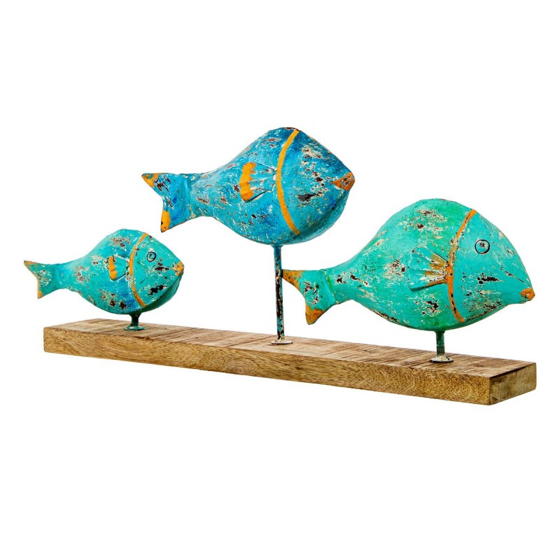 Statua Decorativa Alexandra House Living Azzurro Ferro Pesci 72 x 10 x 28 cm