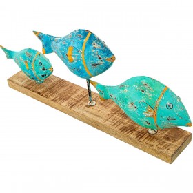 Statua Decorativa Alexandra House Living Azzurro Ferro Pesci 72 x 10 x 28 cm