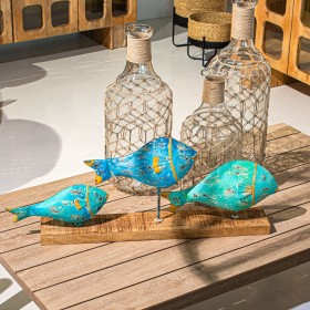 Statua Decorativa Alexandra House Living Azzurro Ferro Pesci 72 x 10 x 28 cm