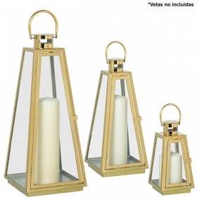 Lanterne Alexandra House Living Dorato Acciaio 12 x 25 x 12 cm 18 x 53 x 18 cm 17 x 39 x 17 cm Portacandele 3 Pezzi
