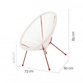 Poltrona da giardino Acapulco 73 x 80 x 85 cm Rosso Bianco Rattan
