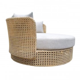 Lettino da giardino Niva Bianco Marrone 133 x 126 x 70 cm
