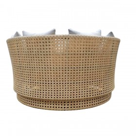 Lettino da giardino Niva Bianco Marrone 133 x 126 x 70 cm